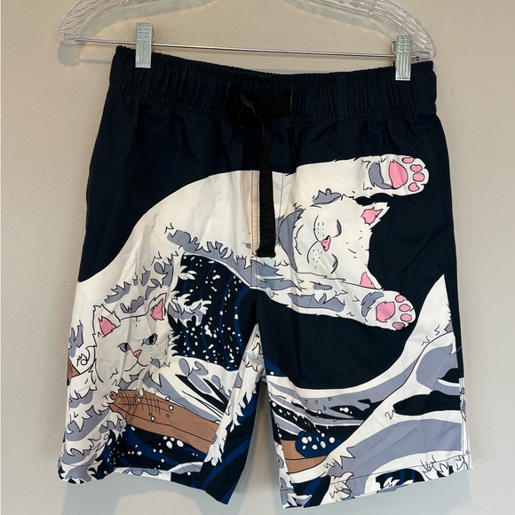 Ripndip Other - Ripndip Black and White Swim Trunks with Cat Design Small